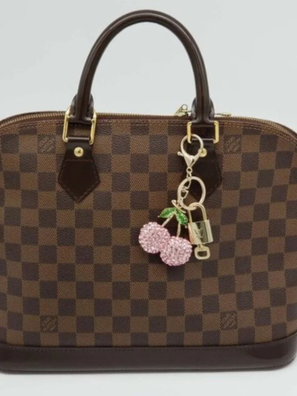 Authentic Louis Vuitton Gold Lock 🔒 Keychain Bag Unbranded Cherry Charm LV